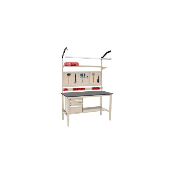 Global Equipment 72 x 36 Production Workbench - Phenolic Safety Edge Complete Bench - Tan 319347TN - main